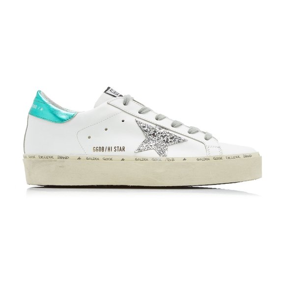 Golden Goose White Hi Star Glitter-detail Leather Sneakers Women's 37